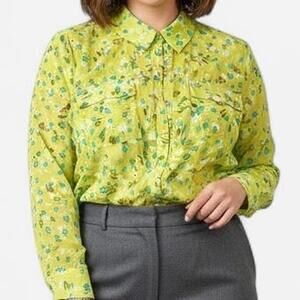 Lane Bryant Blouse Womens 22/24 Green Abstract Floral